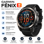 Garmin Fenix 8 Smartwatch – AMOLED, GPS, lange Akkulaufzeit & wasserdicht