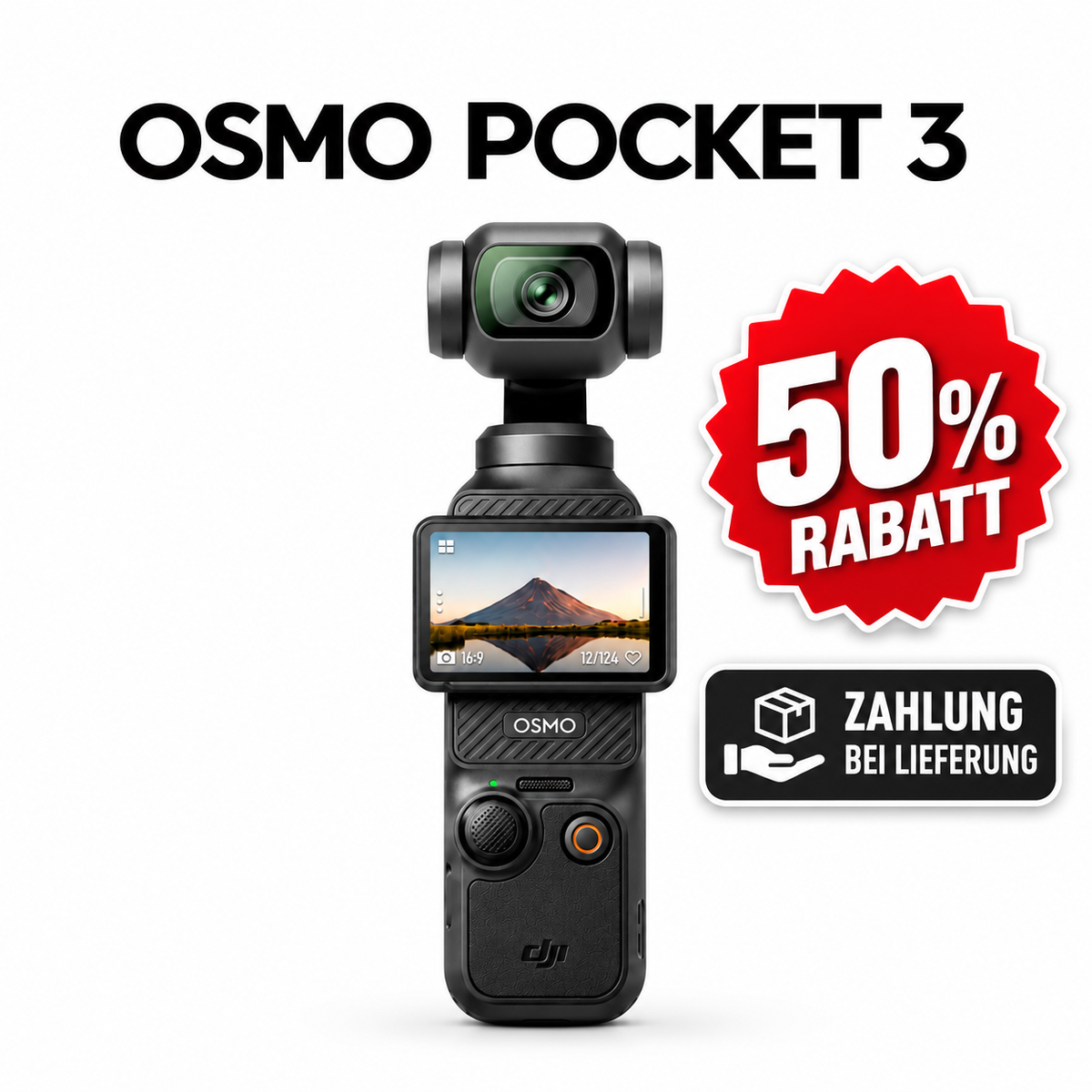 DJI Osmo Pocket 3 4K Vlog Kamera – Kompakte Handkamera mit 3-Achsen-Gimbal, Videokamera für YouTube, Reisen und Content Creator